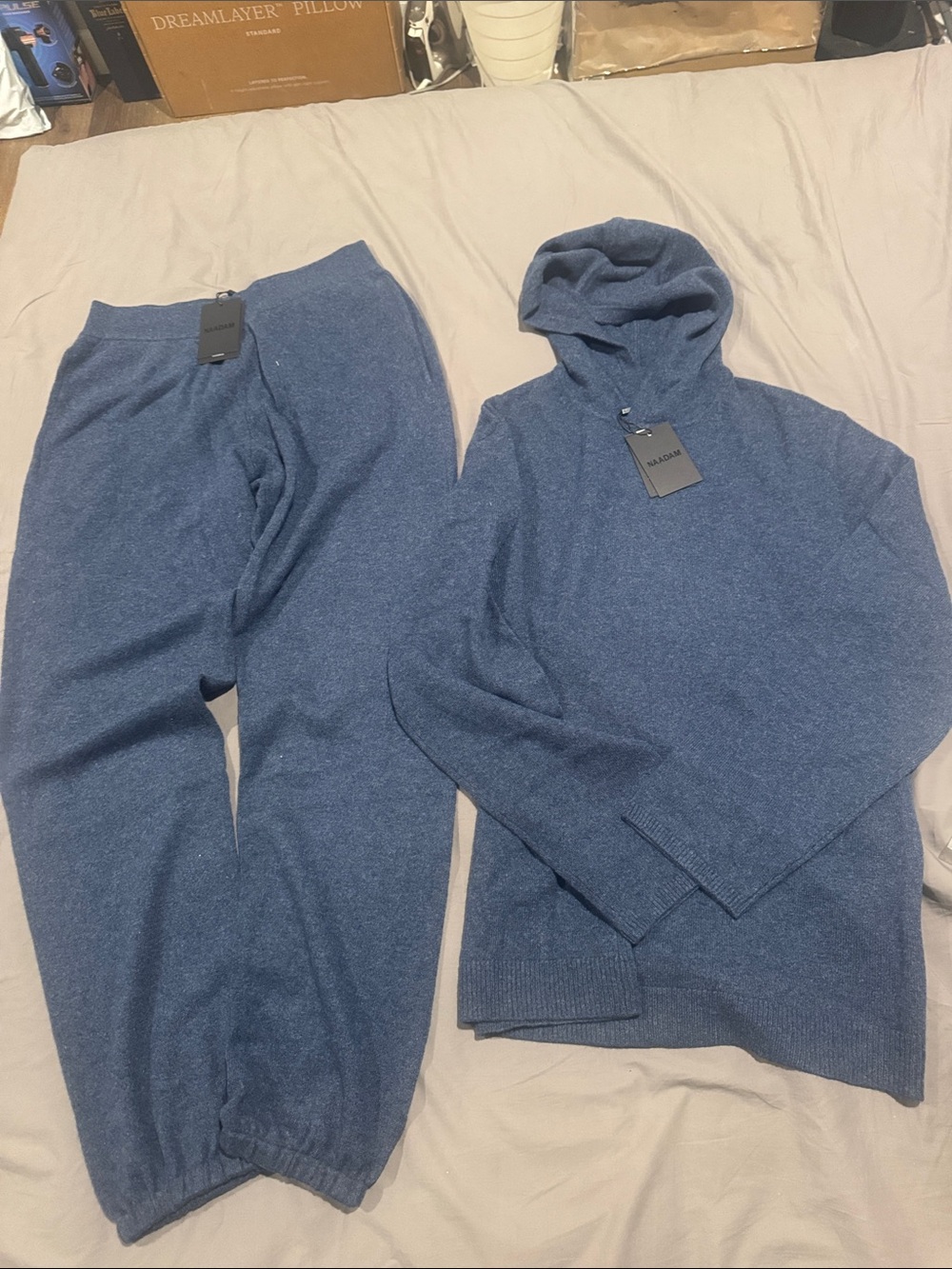 NAADAM Heathered Blue Cashmere Hoodie & Joggers Set